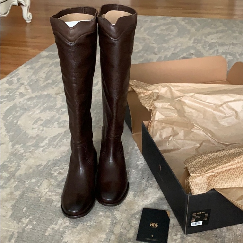 Frye Cara Roper Tall Boots - Chocolate size 8M